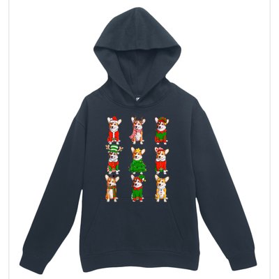 Santa Corgi Christmas Tree Lights Elf Reindeer Dog Lover Urban Pullover Hoodie