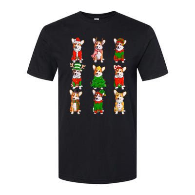 Santa Corgi Christmas Tree Lights Elf Reindeer Dog Lover Softstyle CVC T-Shirt