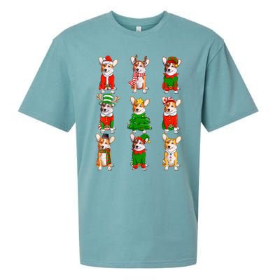 Santa Corgi Christmas Tree Lights Elf Reindeer Dog Lover Sueded Cloud Jersey T-Shirt