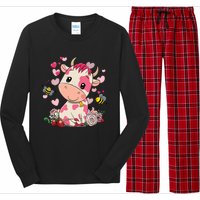 Strawberry Cow Cute Cow Pink Cow Pet Long Sleeve Pajama Set