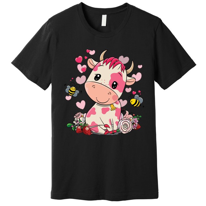 Strawberry Cow Cute Cow Pink Cow Pet Premium T-Shirt