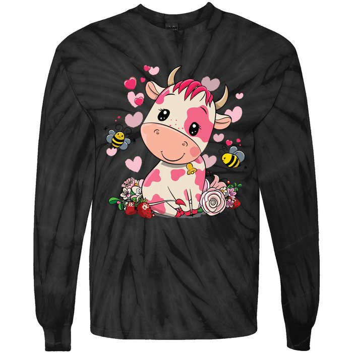 Strawberry Cow Cute Cow Pink Cow Pet Tie-Dye Long Sleeve Shirt