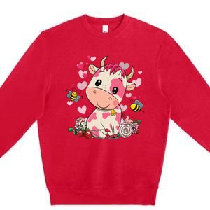 Strawberry Cow Cute Cow Pink Cow Pet Premium Crewneck Sweatshirt