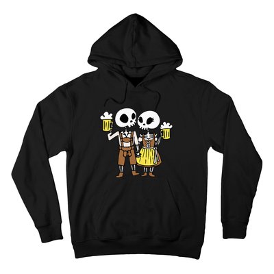 Skeleton Couple Cheering Beer Oktoberfest Halloween Hoodie