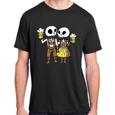 Skeleton Couple Cheering Beer Oktoberfest Halloween Adult ChromaSoft Performance T-Shirt