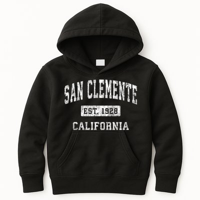 San Clemente California Ca Vintage Established Sports Kids Hoodie