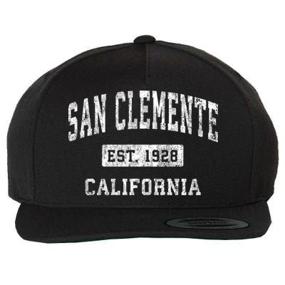 San Clemente California Ca Vintage Established Sports Wool Snapback Cap