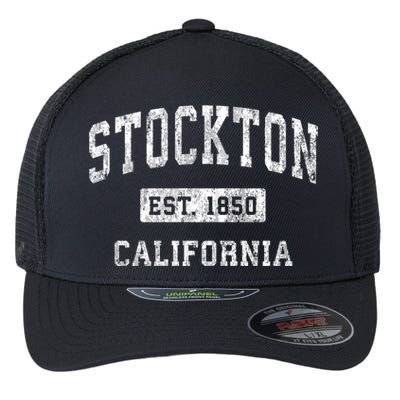 Stockton California Ca Vintage Established Sports Design Flexfit Unipanel Trucker Cap
