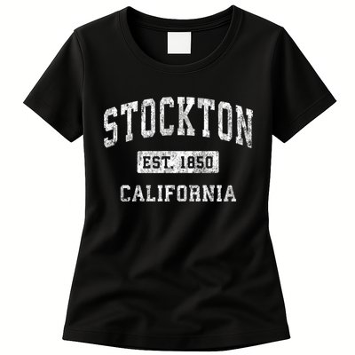 Stockton California Ca Vintage Established Sports Design Womens T-Shirt
