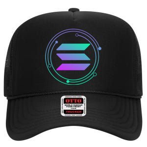 Solana Crypto Coin Currency High Crown Mesh Back Trucker Hat