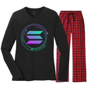 Solana Crypto Coin Currency Women's Long Sleeve Flannel Pajama Set 