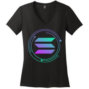 Solana Crypto Coin Currency Women's V-Neck T-Shirt