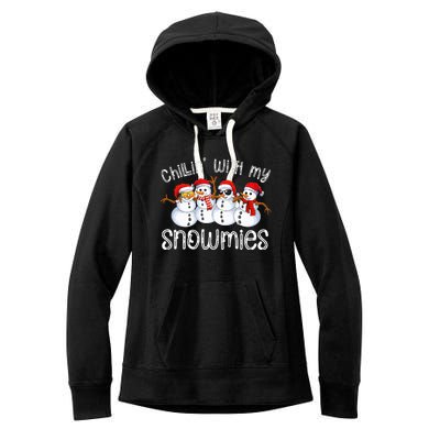 Snowman Christmas Chillin With My Snowmies Ugly Gift  Women's Fleece Hoodie