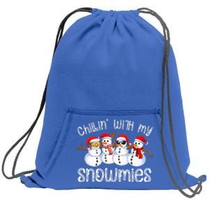 Snowman Christmas Chillin With My Snowmies Ugly Gift  Sweatshirt Cinch Pack Bag