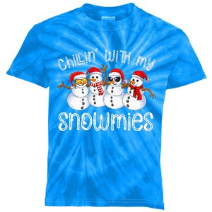 Snowman Christmas Chillin With My Snowmies Ugly Gift  Kids Tie-Dye T-Shirt