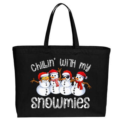 Snowman Christmas Chillin With My Snowmies Ugly Gift  Cotton Canvas Jumbo Tote