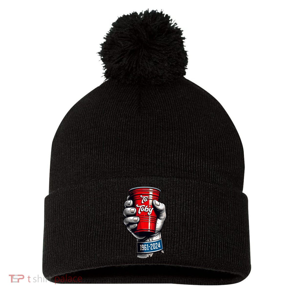 Solo Cup Cheers To Toby Red Solo Cup Pom Pom 12in Knit Beanie