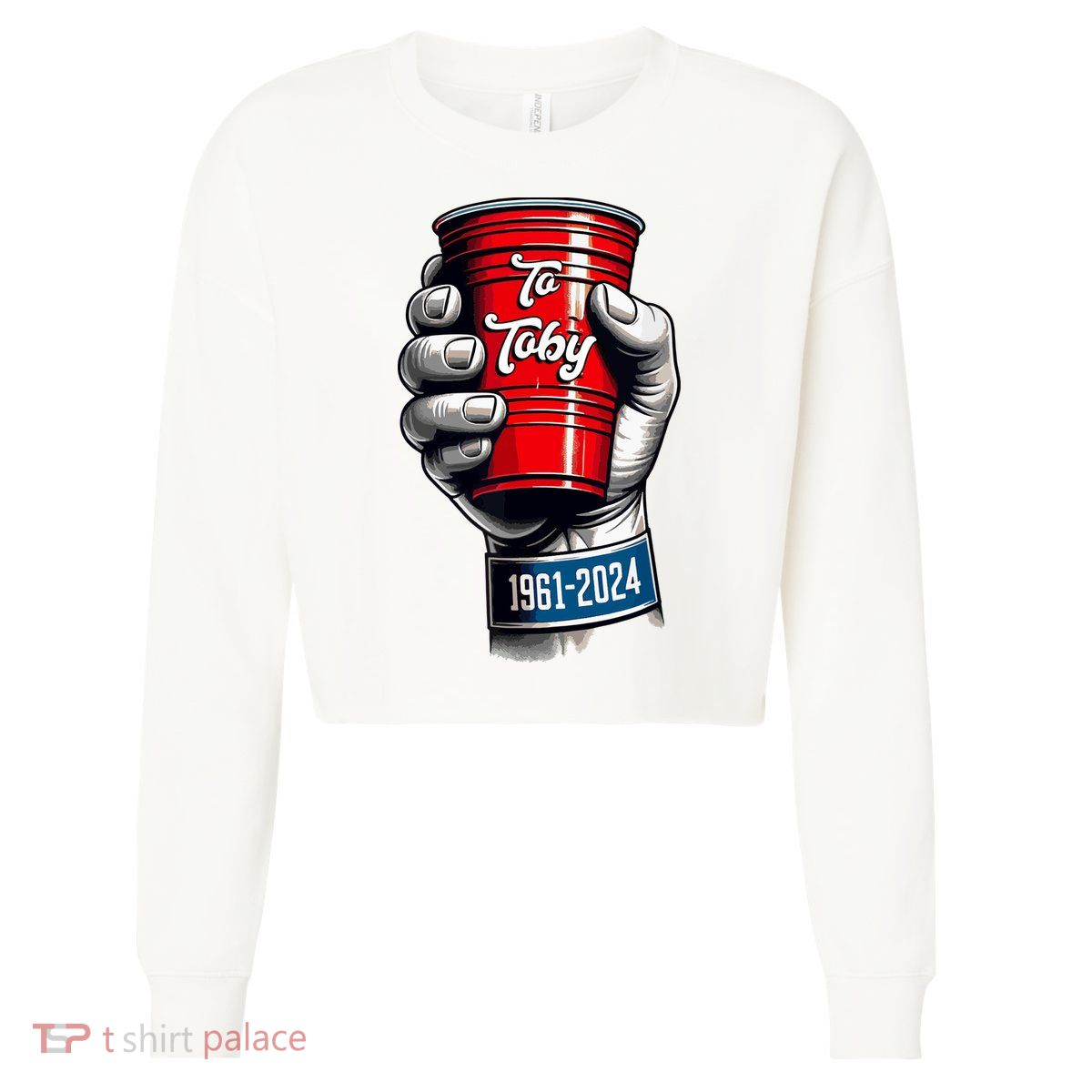 Solo Cup Cheers To Toby Red Solo Cup Cropped Pullover Crew