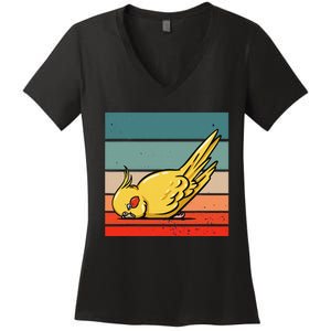 Sleeping Cockatiel Cute Factor Birds Animal Nature Relaxing Women's V-Neck T-Shirt