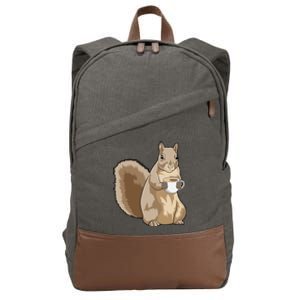 Squirrel Coffee Cup Cool Gift Cotton Canvas Backpack