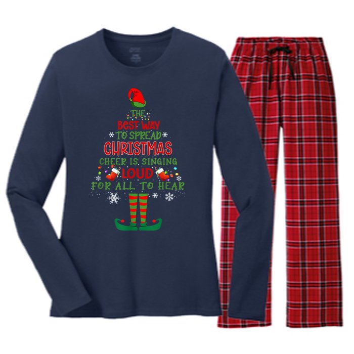 Spread Christmas Cheer Sing Out Loud Funny Festive Christmas Women's Long Sleeve Flannel Pajama Set 