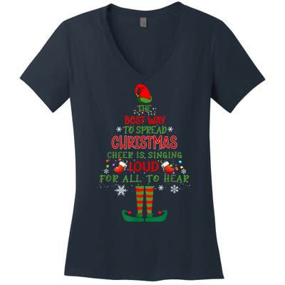 Spread Christmas Cheer Sing Out Loud Funny Festive Christmas Women's V-Neck T-Shirt