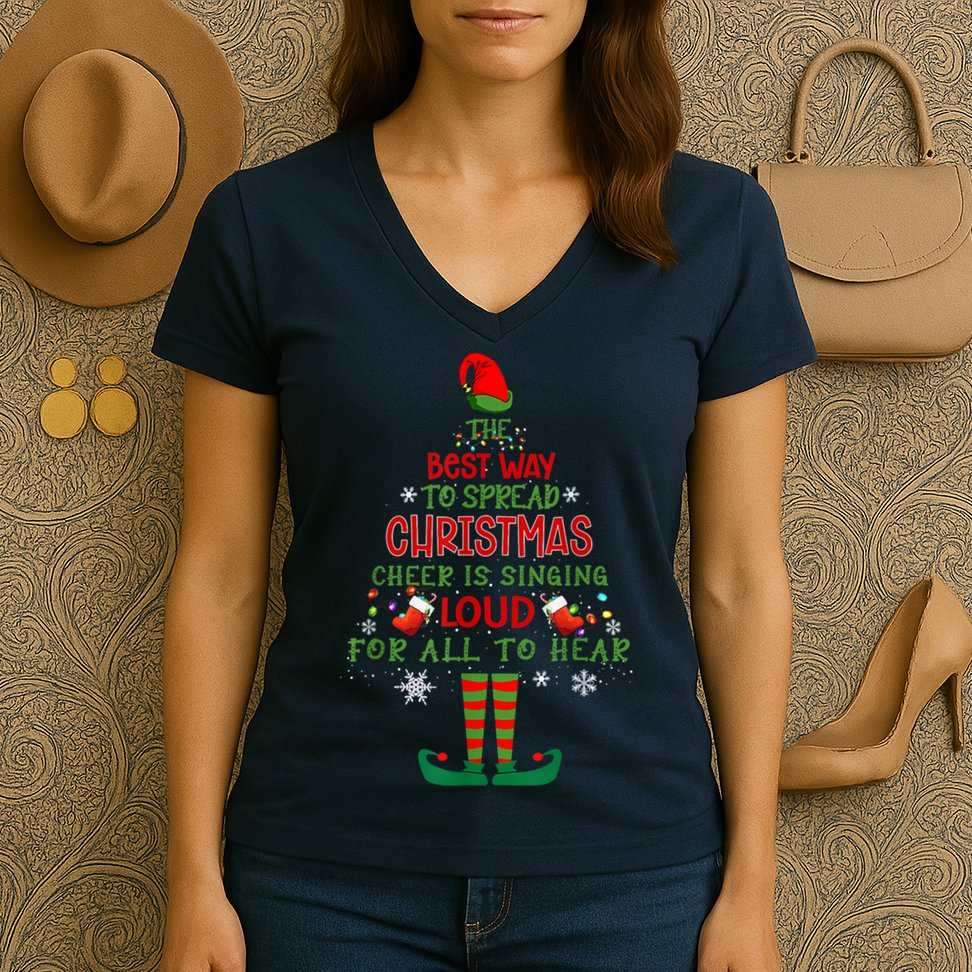 Spread Christmas Cheer Sing Out Loud Funny Festive Christmas Women's V-Neck T-Shirt