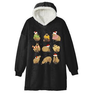 Santa Capybara Crew Christmas Funny Capybaras Lover Xmas PJ Hooded Wearable Blanket