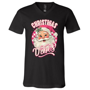 Santa Claus Christmas Vibes Pajamas Xmas V-Neck T-Shirt