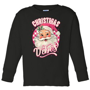 Santa Claus Christmas Vibes Pajamas Xmas Toddler Long Sleeve Shirt