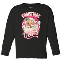 Santa Claus Christmas Vibes Pajamas Xmas Toddler Long Sleeve Shirt