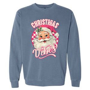 Santa Claus Christmas Vibes Pajamas Xmas Garment-Dyed Sweatshirt