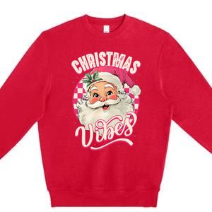 Santa Claus Christmas Vibes Pajamas Xmas Premium Crewneck Sweatshirt