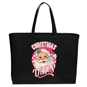 Santa Claus Christmas Vibes Pajamas Xmas Cotton Canvas Jumbo Tote