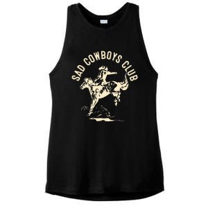 Sad Cowboys Club Sad Country Music Style Enthusiast Ladies PosiCharge Tri-Blend Wicking Tank