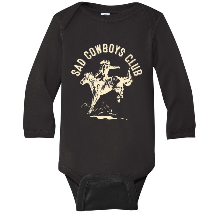 Sad Cowboys Club Sad Country Music Style Enthusiast Baby Long Sleeve Bodysuit