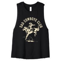 Sad Cowboys Club Sad Country Music Style Enthusiast Women's Racerback Cropped Tank