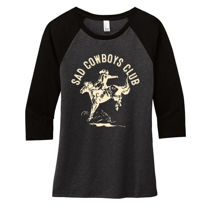 Sad Cowboys Club Sad Country Music Style Enthusiast Women's Tri-Blend 3/4-Sleeve Raglan Shirt