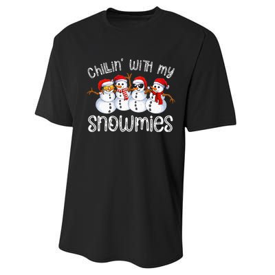 Snowman Christmas Chillin With My Snowmies Ugly Performance Sprint T-Shirt