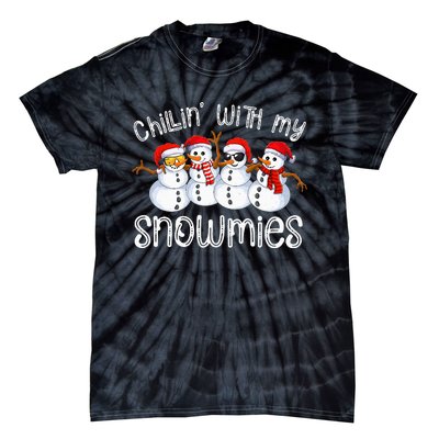 Snowman Christmas Chillin With My Snowmies Ugly Tie-Dye T-Shirt