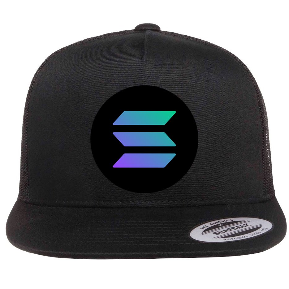 Solana Crypto Currency Flat Bill Trucker Hat