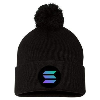 Solana Crypto Currency Pom Pom 12in Knit Beanie
