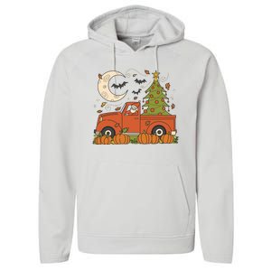 Santa Claus Christmas Holiday Truck Performance Fleece Hoodie