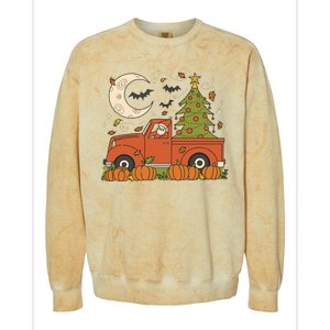 Santa Claus Christmas Holiday Truck Colorblast Crewneck Sweatshirt