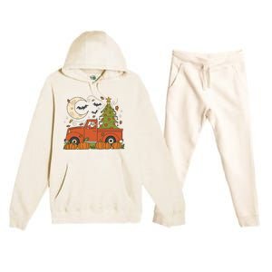 Santa Claus Christmas Holiday Truck Premium Hooded Sweatsuit Set