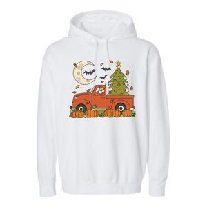 Santa Claus Christmas Holiday Truck Garment-Dyed Fleece Hoodie