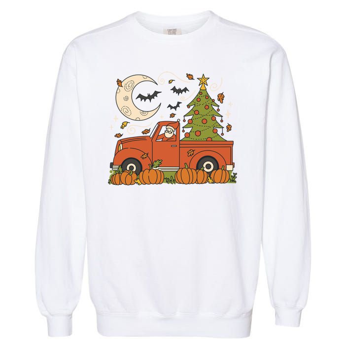 Santa Claus Christmas Holiday Truck Garment-Dyed Sweatshirt