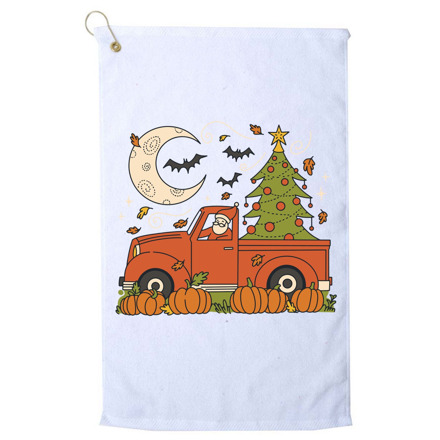 Santa Claus Christmas Holiday Truck Golf Towel