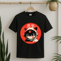 Space Cat Courage Japanese Retro Kawaii Cute Astronaut Cat T-Shirt
