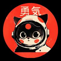 Space Cat Courage Japanese Retro Kawaii Cute Astronaut Cat Drawstring Bag